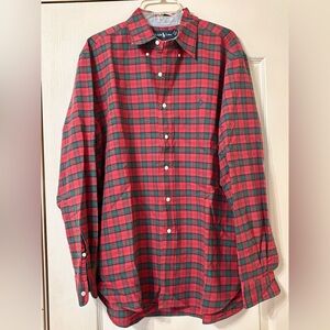 Ralph Lauren Men's Red Plaid Buttondown Shirt Large Like new cotton